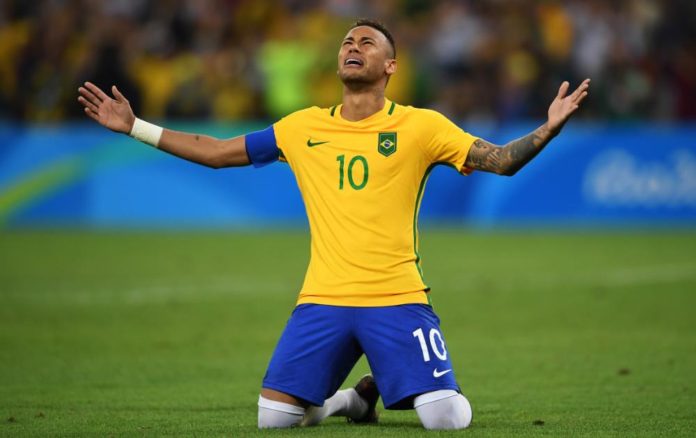 Neymar cries in celebration after his winning penalty in the shootout against Germany at the Maracanã, which gave Brazil their first men’s Olympic football title.