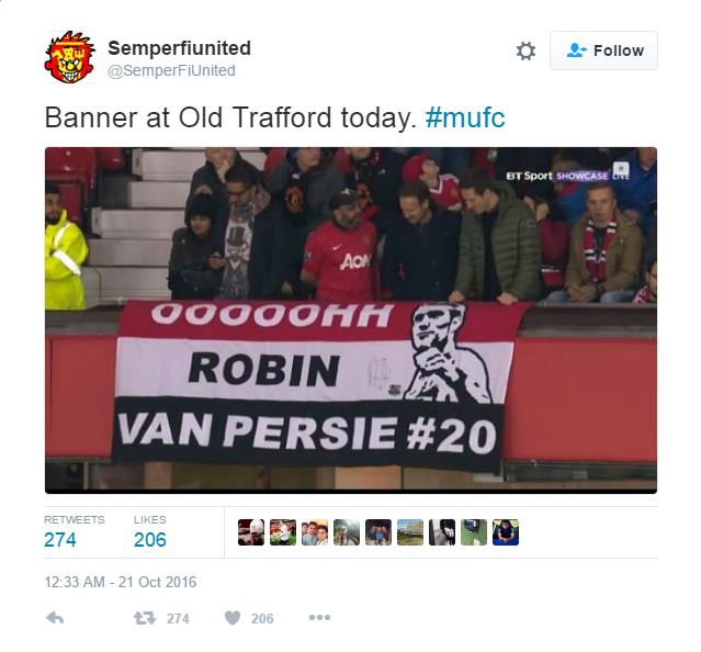 Twitter Stands Up With Old Trafford To Welcome Robin Van Persie Home
