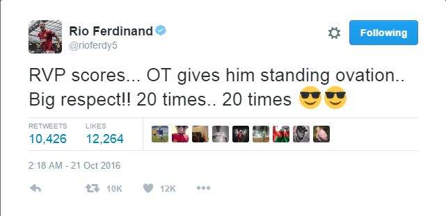 Twitter Stands Up With Old Trafford To Welcome Robin Van Persie Home