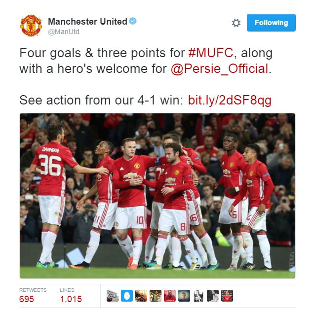 Twitter Stands Up With Old Trafford To Welcome Robin Van Persie Home