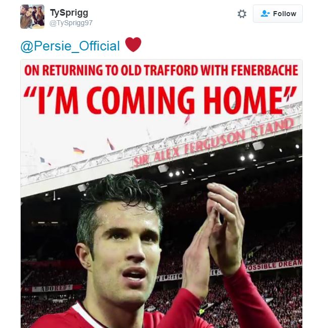 Twitter Stands Up With Old Trafford To Welcome Robin Van Persie Home