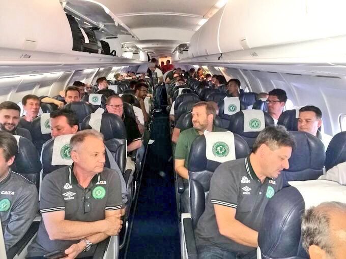 The last reported picture of Brazil’s Chapecoense Real football team who were in the plane crash in Colombia (Image Courtesy: Twitter)