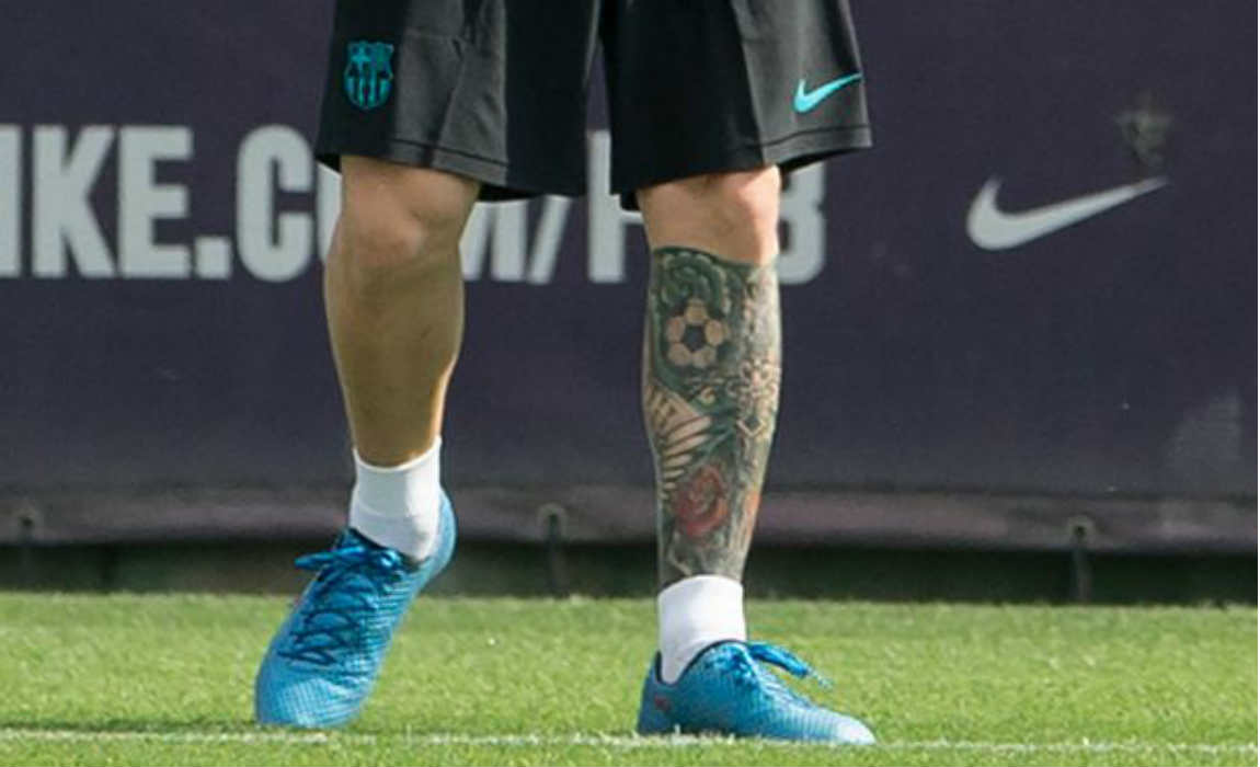 Barcelona Ace Messi Shows Off New Ink Work On His Magical Left Foot