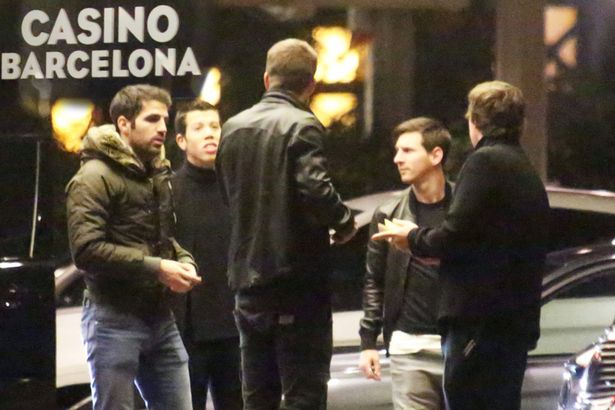 Lionel Messi was spotted with Cesc Fabregas at a casino in January.