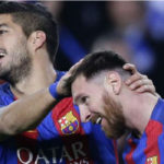 luiz suarez with messi barcelona