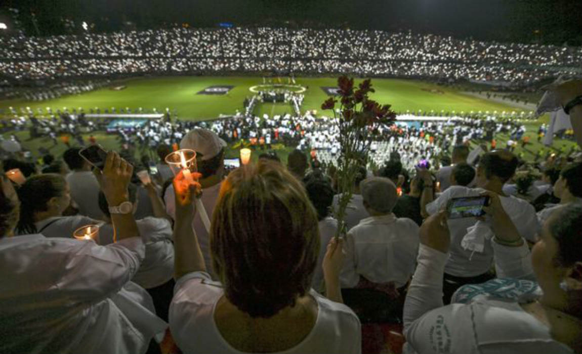 Fans gather in Medellin, Colombia 