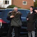 Claudio Ranieri arrives at his house this afternoon after been sacked by Leicester City last night. A young female fan gives him a card and a hug.