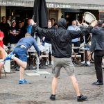 Russian men provoke a group of England supporters at Euro 2016 in France
