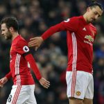 mata gets a pat from zlatan