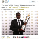 n’golo kante pfa player of the year 2017