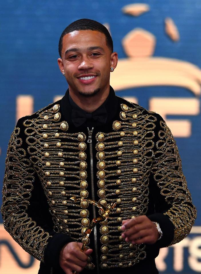 Memphis Depay Collects Award In Michael Jackson Style Jacket