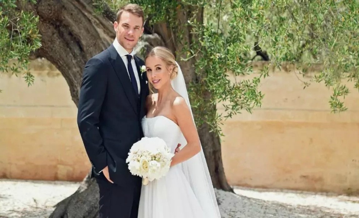 Image result for Bayern Munich Goalkeeper, Manuel Neuer Walks Down The Aisle With Crutches