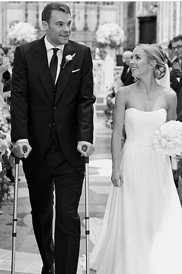 Manuel Neuer Walks Down The Aisle On CRUTCHES To Marry Stunning Partner.