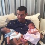 Cristiano Ronaldo with his newborn baby twins.