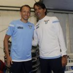 Lucas with Lazio coach Simone Inzaghi after his move to Rome