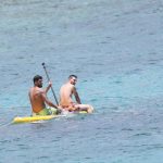 Luis Suarez joined his teammate on the paddeboard