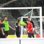 Neymar refuses to continue the training game, tearing off his bib as manager Ernesto Valverde watches helpless nearby