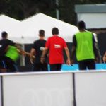 Neymar squares up to Barcelona team mate Nelson Semedo after a rough tackle in training before storming from the pitch