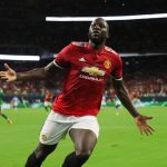 Romelu Lukaku celebrates after giving Manchester United the lead in Houston