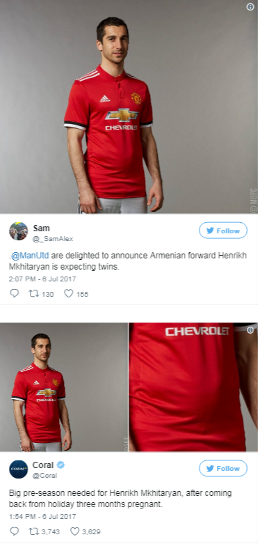 Manchester United delete 'overweight' Mkhitaryan tweet