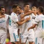 Cristiano Ronaldo is congratulated after he scores a stunner