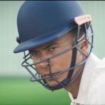 He takes guard in an Ashes cricket match and is even sledged by Steve Smith