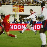 His goal against Macedonia (above) made him England’s youngest scorer of all time