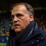 Javier Tebas looks on