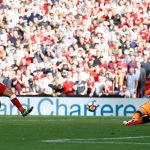 Mohamed Salah scored the third after all of Arsenal’s players were caught upfield from a corner