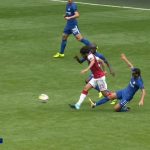 Pedro was given his marching orders for this nasty tackle on Granit Xhaka