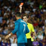 The Real Madrid striker could barely believe what he was seeing as he was sent off