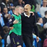 Wayne Rooney and Man City boss Pep Guardiola shared a laugh after the 1-1 draw at the Etihad
