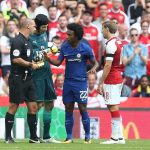 Willian was booked for diving during the first half – but appeared to trip over his own feet