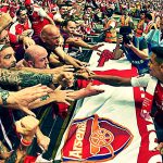 Alexis Sanchez also uploaded a photo of when he celebrated with the Arsenal fans last season after winning the FA Cup