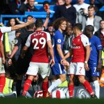 David Luiz is all smiles despite being shown the red card by referee Michael Oliver