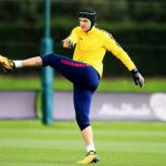Ederson goes through his paces during Manchester City training