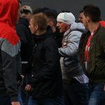 One Cologne supporter was left with a bleeding head after being caught up in the incident#