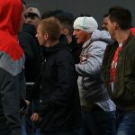 One Cologne supporter was left with a bleeding head after being caught up in the incident#