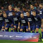 The Barcelona team wore t-shirts in support of injured team-mate Ousmane Dembele