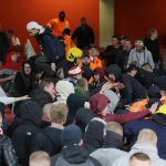 This was the chaotic scene at the Emirates after thousands of Cologne fans without tickets turned up