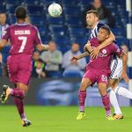West Brom star Gareth McAuley clambers above Brazilian striker Gabriel Jesus