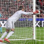 Benfica goalkeeper Mile Svilar takes Marcus Rashford’s effort behind the line