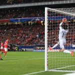 Benfica goalkeeper Mile Svilar’s momentum carried the ball into the back of the net