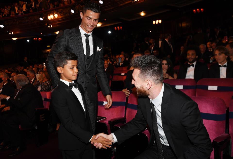 Image result for ronaldo and messi fifa award