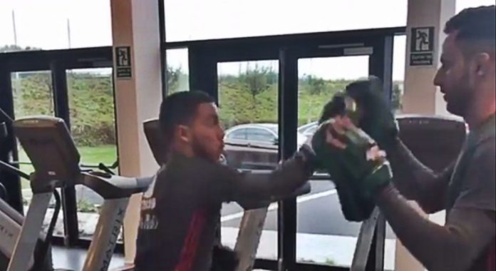 Eden Hazard showcasing his boxing skills