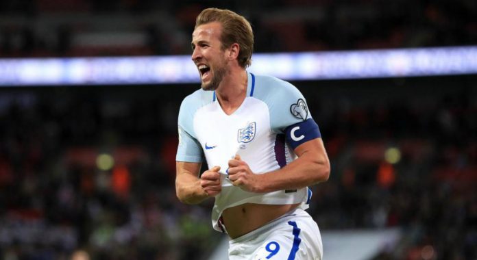 Kane celebrates a late winner that put the gloss on a poor England display