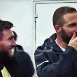 Lionel Messi and Argentina team-mate Gonzalo Higuain share a joke at Juventus Stadium