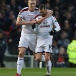 Burnley midfielder Steven Defour celebrated his side’s second