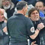 Chelsea manager Antonio Conte is sent to the stands by match referee Neil Swarbrick