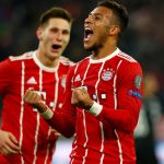 Corentin Tolisso reacts after doubling the Bundesliga side’s lead